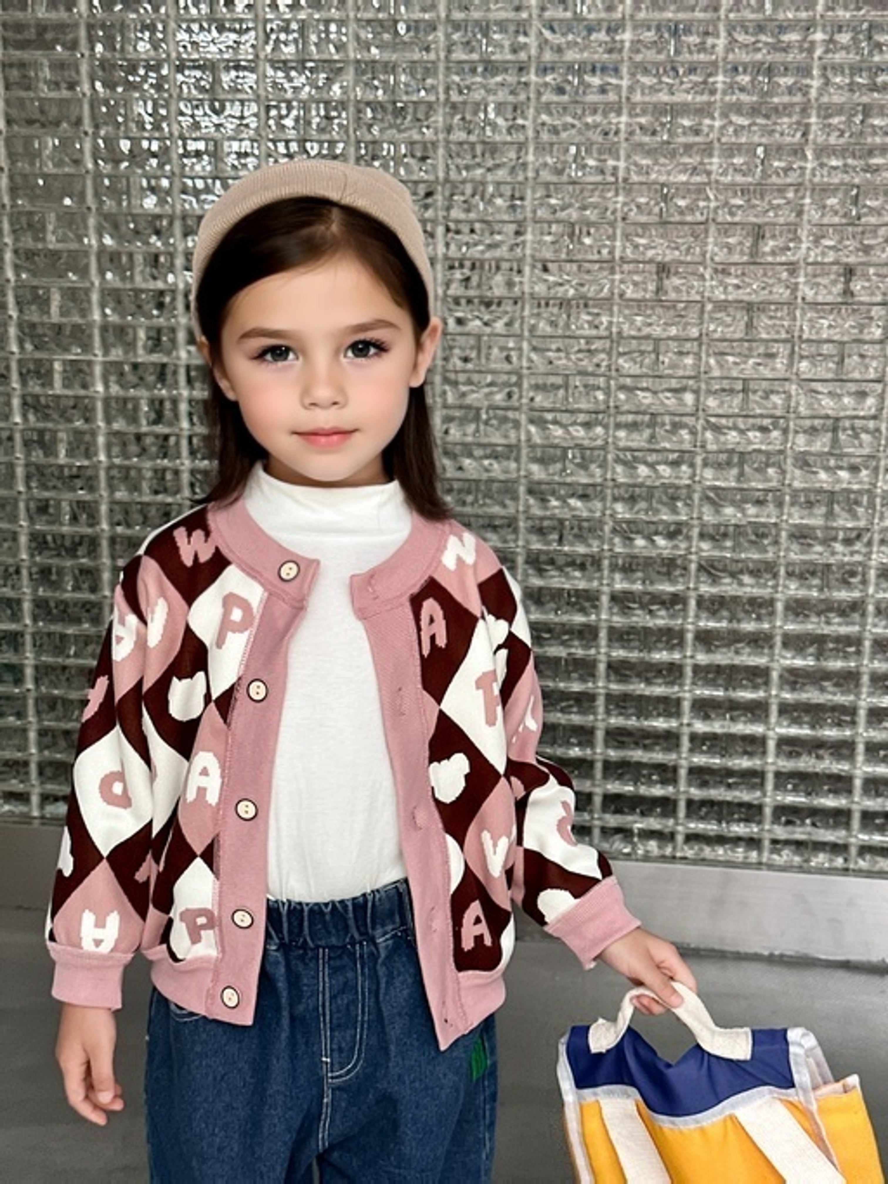 Fleece Cardigan-Alphabets